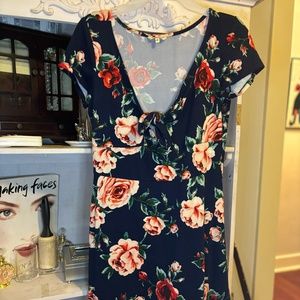 Petite Studio Navy/Floral Tie Front Dress-M